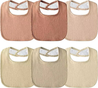 Cotton Baby Drool Bibs, Drooling and Teething Bibs for Infant, Muslin Baby Bibs for Unisex Boys Girls,