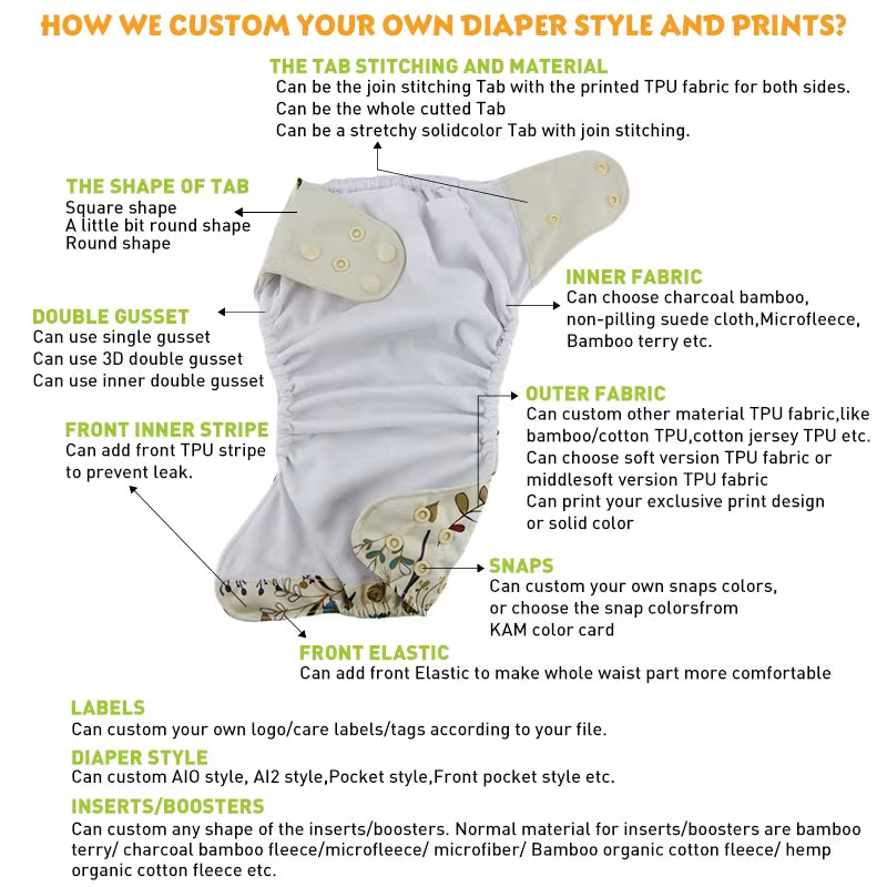 Bes 2021 Custom Design Style Washable Reusable Recycled Baby Pocket Cloth Nappy Diaper Cloth Diaper