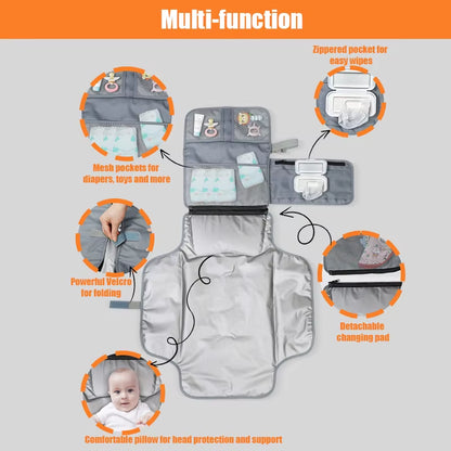 Latest Model 2026 Baby Changing Tote Bag Print Design Polyester Material Water Resistant Custom Changing Pad