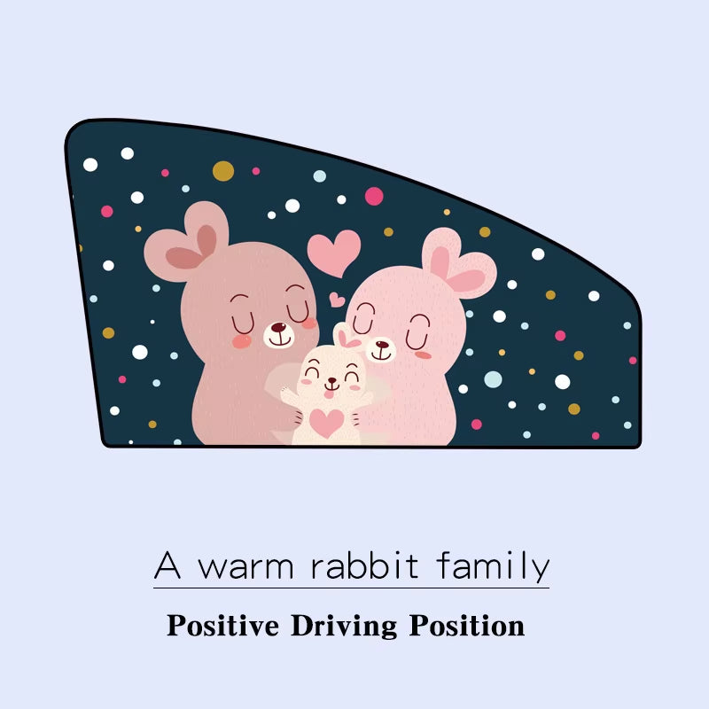 Adjustable Summer Sunscreen Baby Shade Cartoon Magnetic Car Sun Protector Side Window Curtain Solar UV Foil for Summer Use