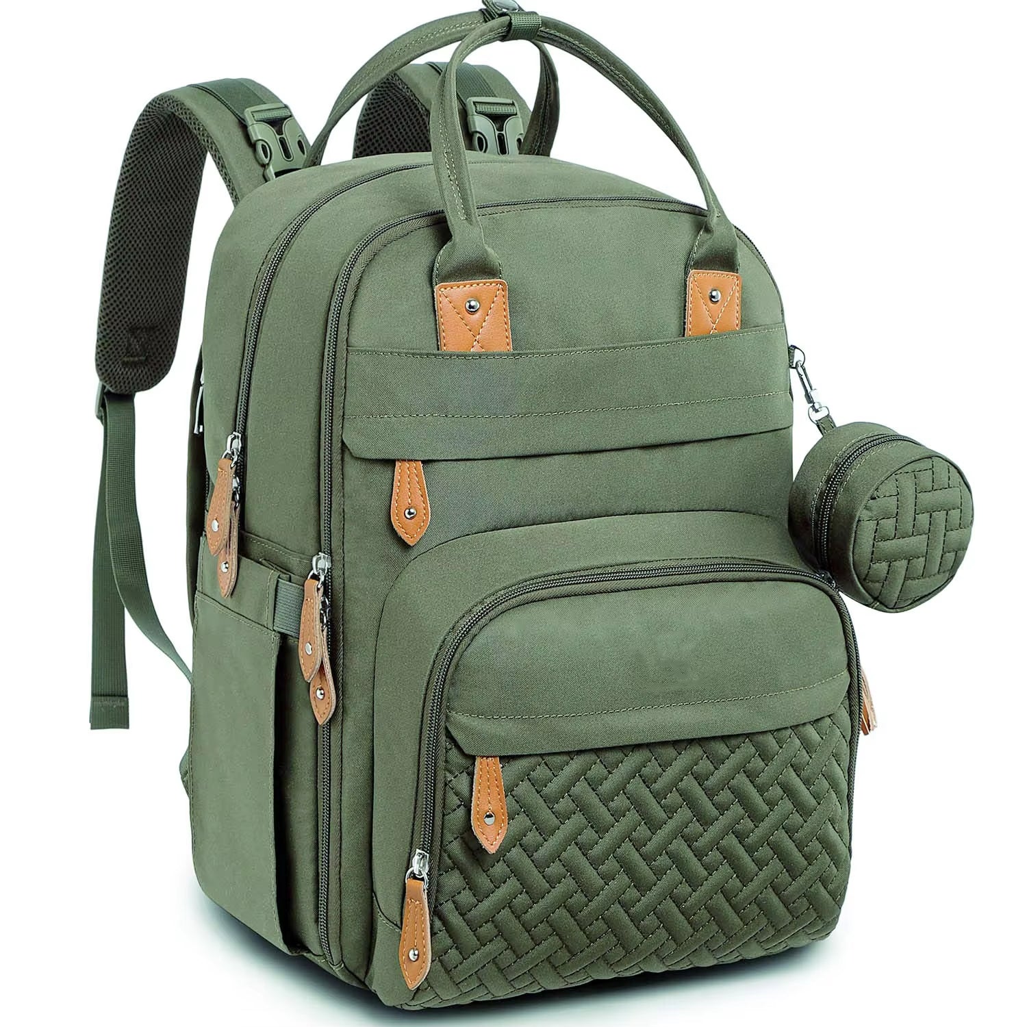 Customized Travel Fashion Large Capacity Insulated Pocket Waterproof Portable Mommy Backpack Baby Diaper Bag with Diaper Pad