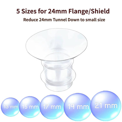 5 Size Breast Milk Pump Flange Inserts Breast Shield Converter Practical Breast Pump Replacement 13Mm 15Mm 17Mm 19Mm 21Mm