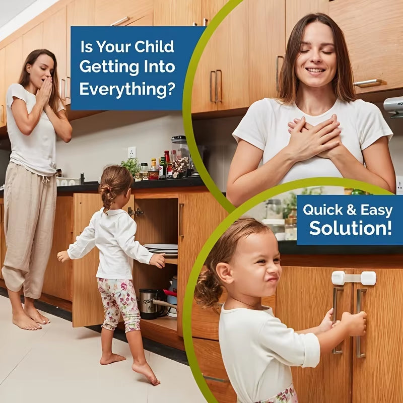 Child Safety Strap Locks Baby for Cabinets and Drawers, Toilet, Fridge More. Adhesive Pads.No Installation Required