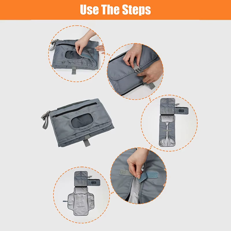 Latest Model 2026 Baby Changing Tote Bag Print Design Polyester Material Water Resistant Custom Changing Pad