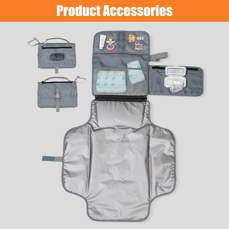 Latest Model 2026 Baby Changing Tote Bag Print Design Polyester Material Water Resistant Custom Changing Pad