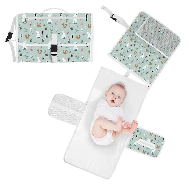 Latest Model 2026 Baby Changing Tote Bag Print Design Polyester Material Water Resistant Custom Changing Pad