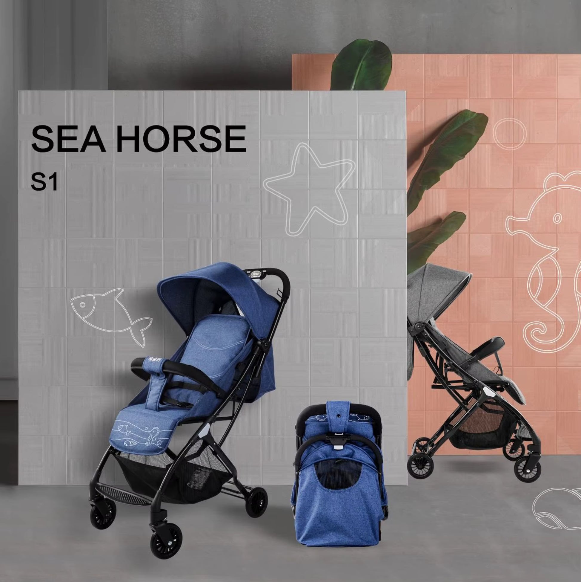 Stroller Baby 4 in 1 S1 Can Sit and Lie down Portable High Landscape Baby Walking Stroller Pull Bar Folding Baby Stroller