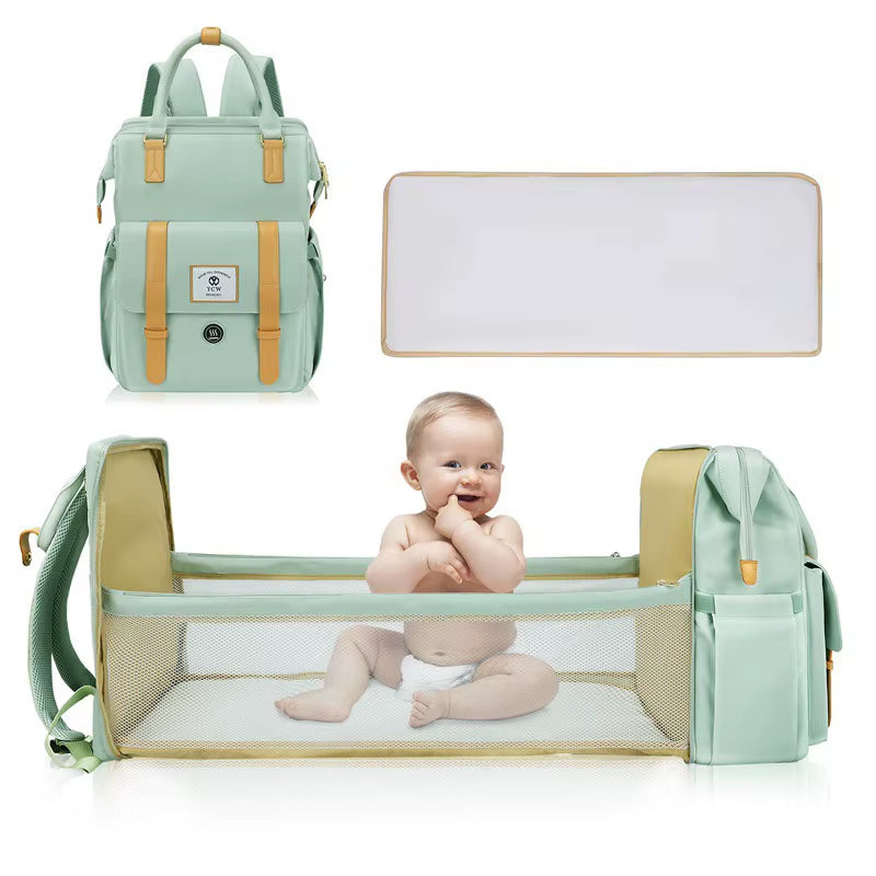 Luxury Designer Large Capacity Travel Folding Custom Waterproof Changing Station Foldable Baby Bed Diaper Bag Backpack