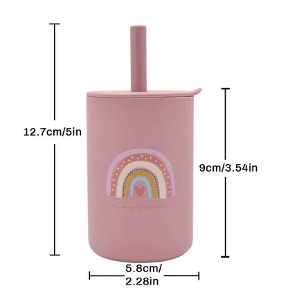 Silicone Anti-Fall Straight Straw Cup with Leak-Proof Design Training Drinkware for Baby'S Outdoor Activities and Tours