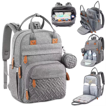 Customized Travel Fashion Large Capacity Insulated Pocket Waterproof Portable Mommy Backpack Baby Diaper Bag with Diaper Pad