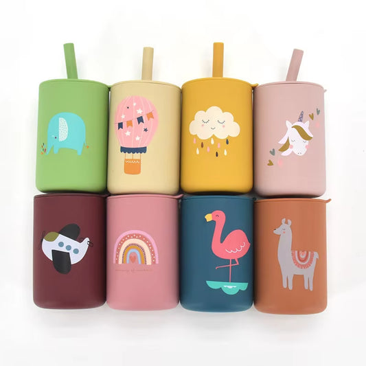 Silicone Anti-Fall Straight Straw Cup with Leak-Proof Design Training Drinkware for Baby'S Outdoor Activities and Tours