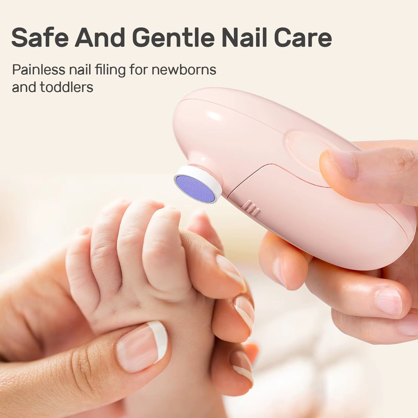 NCVI Portable Electric Baby Nail Trimmer Trim and Polish Set for Newborn Baby Toddler Kids Fingernails Care