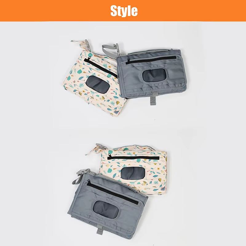 Latest Model 2026 Baby Changing Tote Bag Print Design Polyester Material Water Resistant Custom Changing Pad