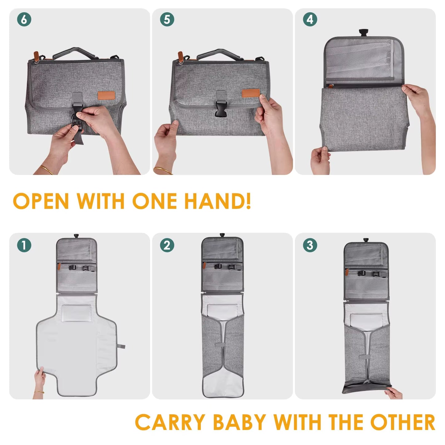 Foldable & Detachable Diaper Changing Station Large Waterproof Baby Changing Mat Newborn Portable Changing Travel Diaper Pad
