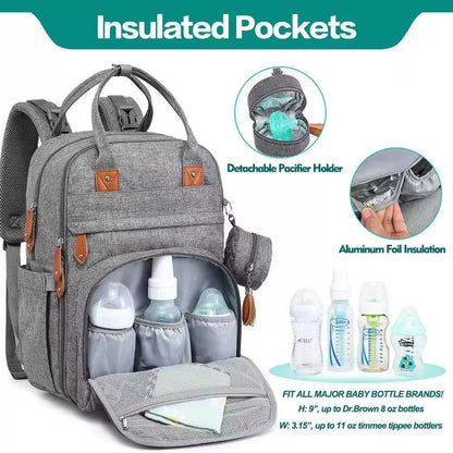 Customized Travel Fashion Large Capacity Insulated Pocket Waterproof Portable Mommy Backpack Baby Diaper Bag with Diaper Pad