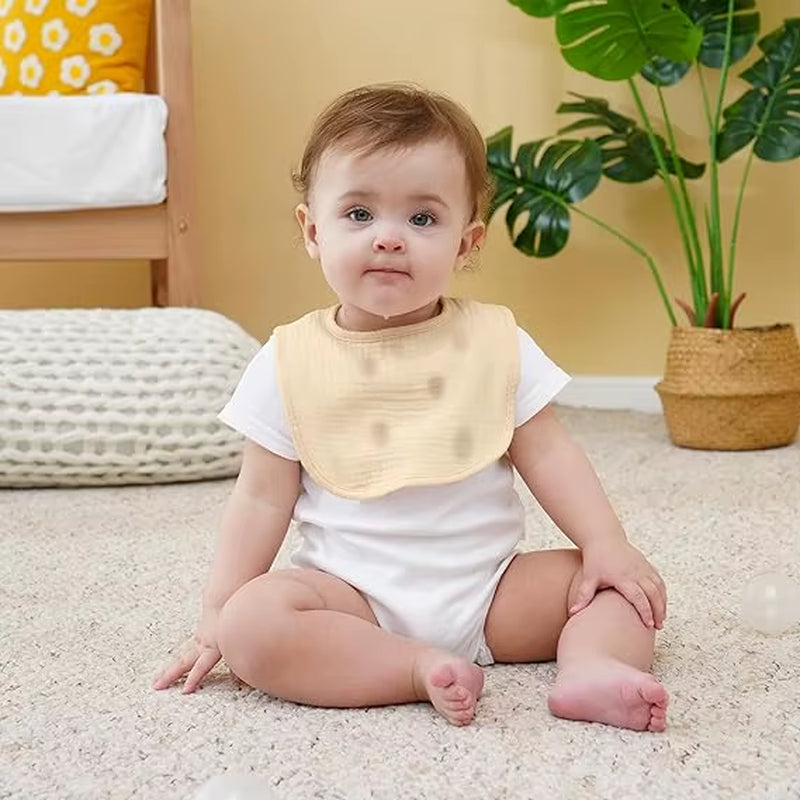 Cotton Baby Drool Bibs, Drooling and Teething Bibs for Infant, Muslin Baby Bibs for Unisex Boys Girls,
