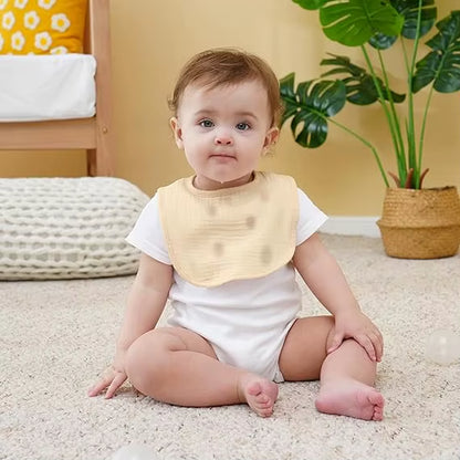 Cotton Baby Drool Bibs, Drooling and Teething Bibs for Infant, Muslin Baby Bibs for Unisex Boys Girls,