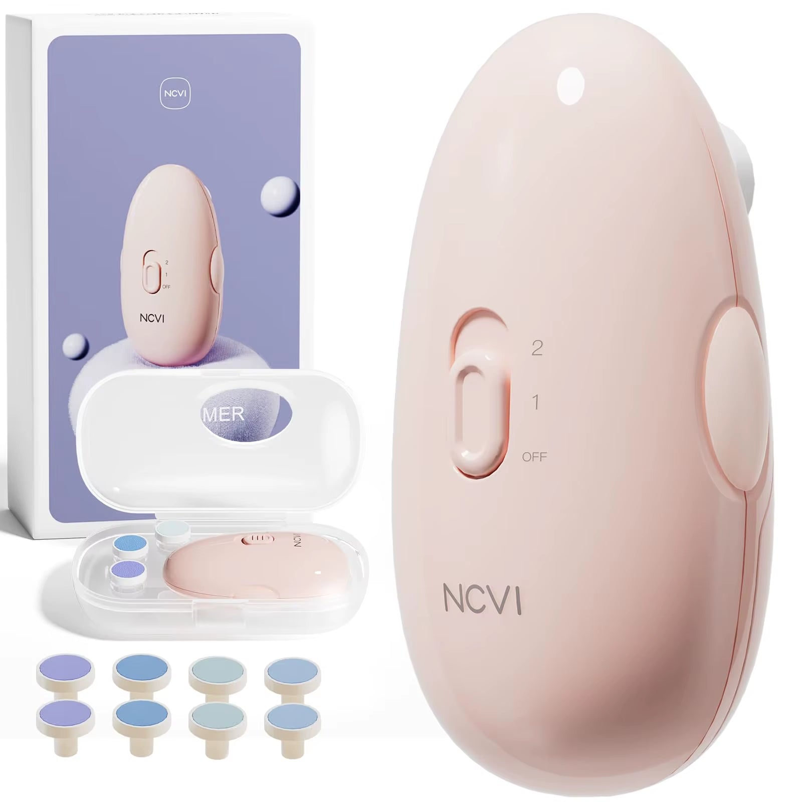 NCVI Portable Electric Baby Nail Trimmer Trim and Polish Set for Newborn Baby Toddler Kids Fingernails Care