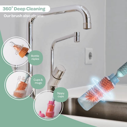 New Hot Trending 3In1 Nordic Style Small Travel Baby Multipurpose Silicone Cordless Electric Bottle Cleaning Brush