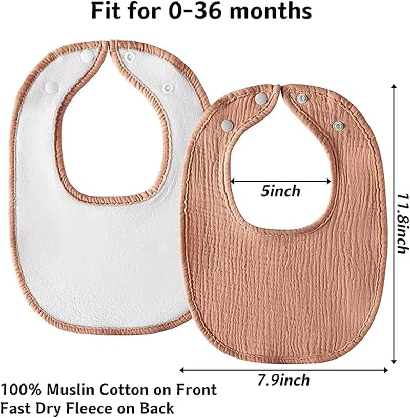 Cotton Baby Drool Bibs, Drooling and Teething Bibs for Infant, Muslin Baby Bibs for Unisex Boys Girls,
