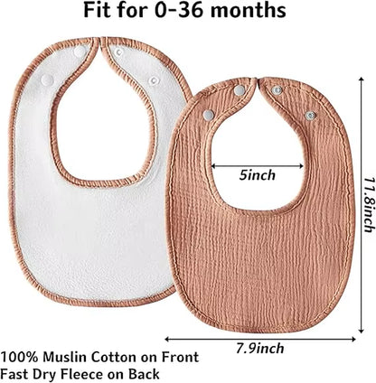Cotton Baby Drool Bibs, Drooling and Teething Bibs for Infant, Muslin Baby Bibs for Unisex Boys Girls,