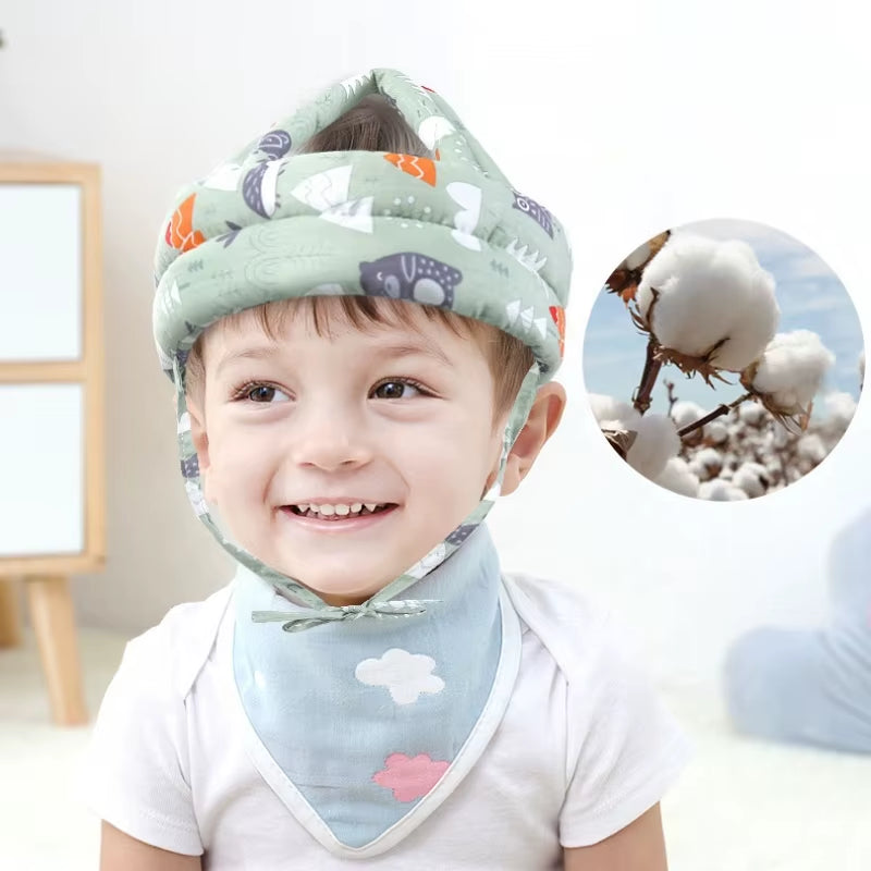 New Arrivals Soft Cotton Adjustable Baby Safety Helmet Washable Toddlers Walking Anti-Fall Anti-Collision Head Protection Cap