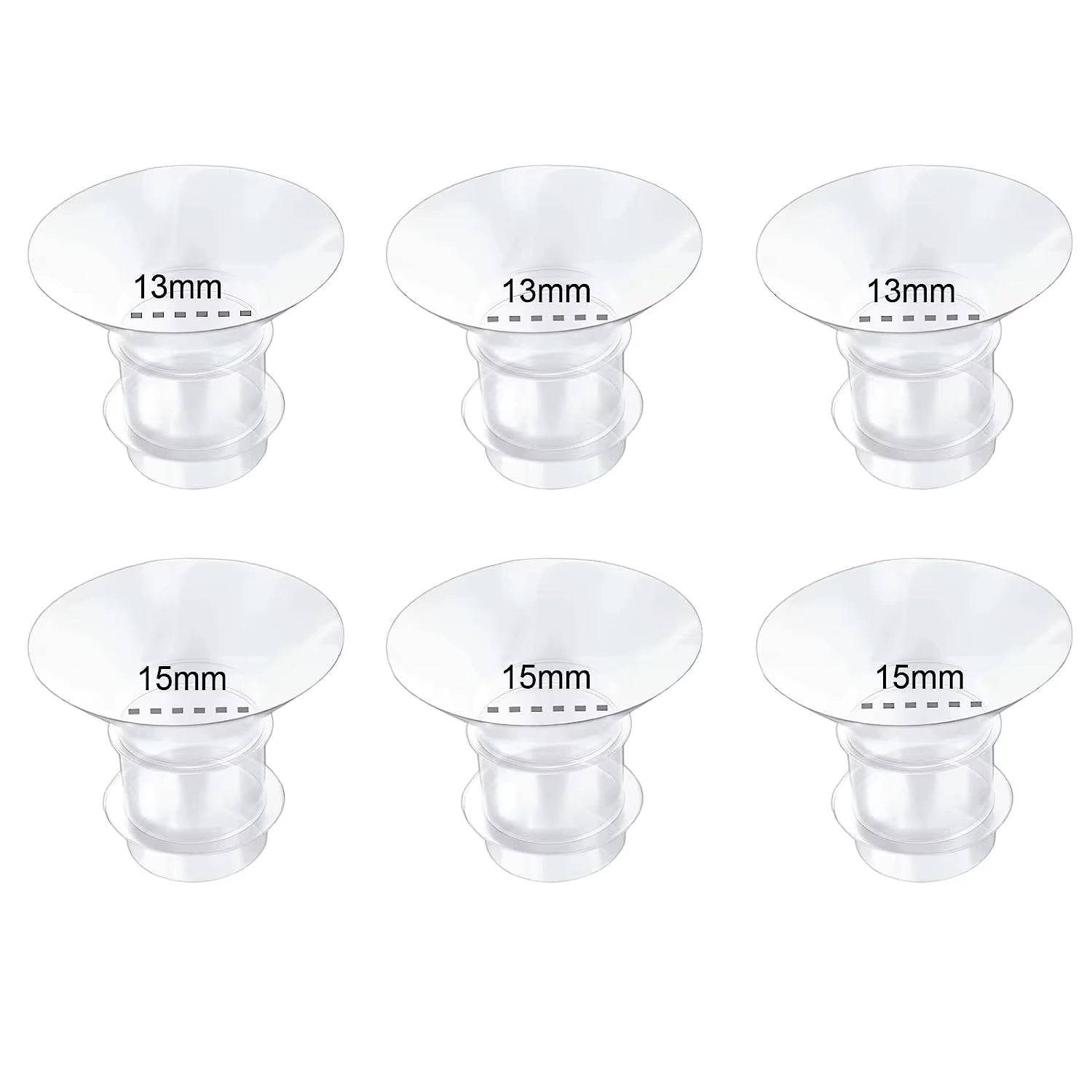 5 Size Breast Milk Pump Flange Inserts Breast Shield Converter Practical Breast Pump Replacement 13Mm 15Mm 17Mm 19Mm 21Mm